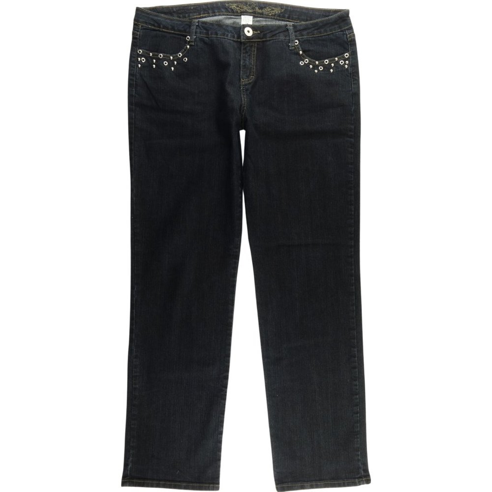 Shorty Straight Black Jeans Plus 25 Grommets C881